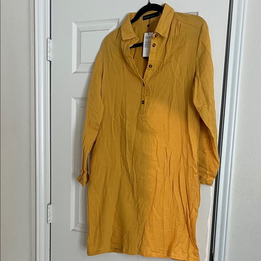 Women’s Mustard Yellow Collared Shirt Dress
